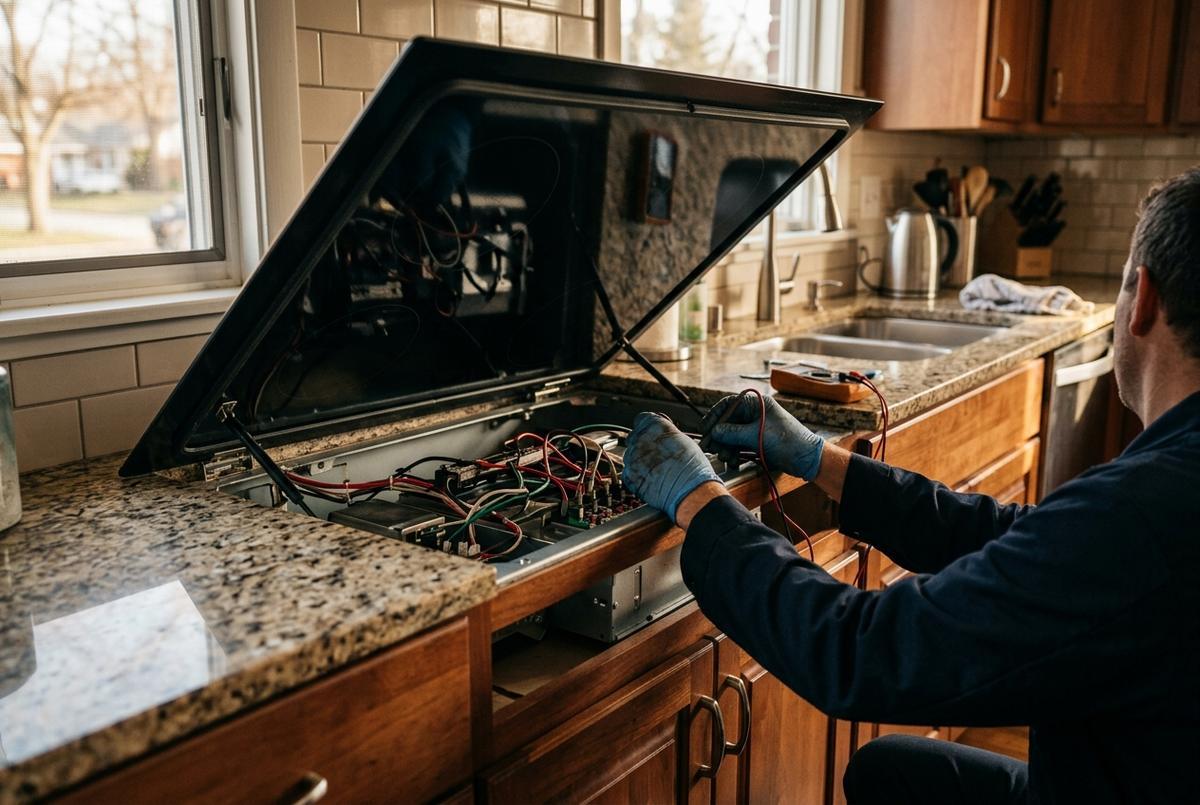 Cooktop Repair technician at work