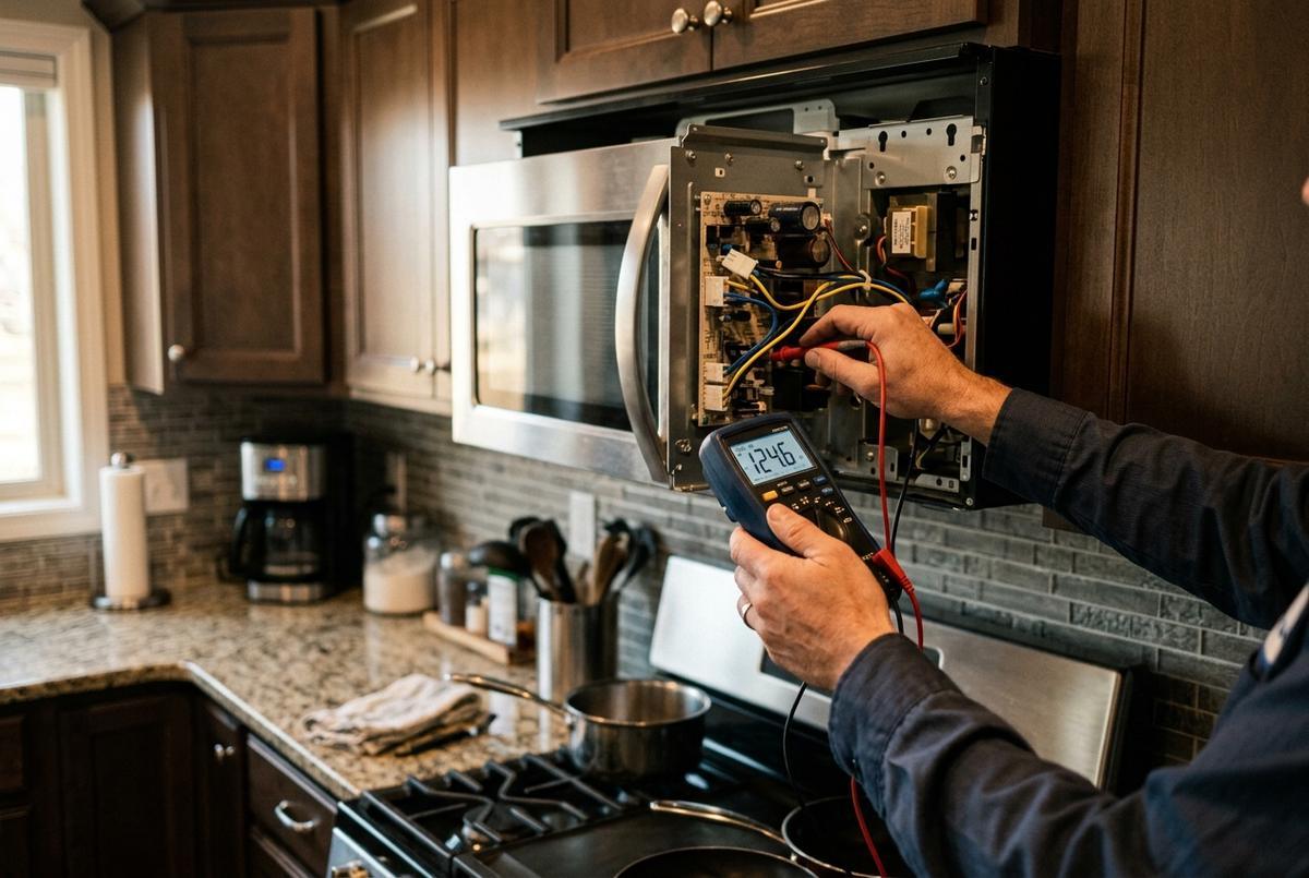 Microwave Repair technician at work