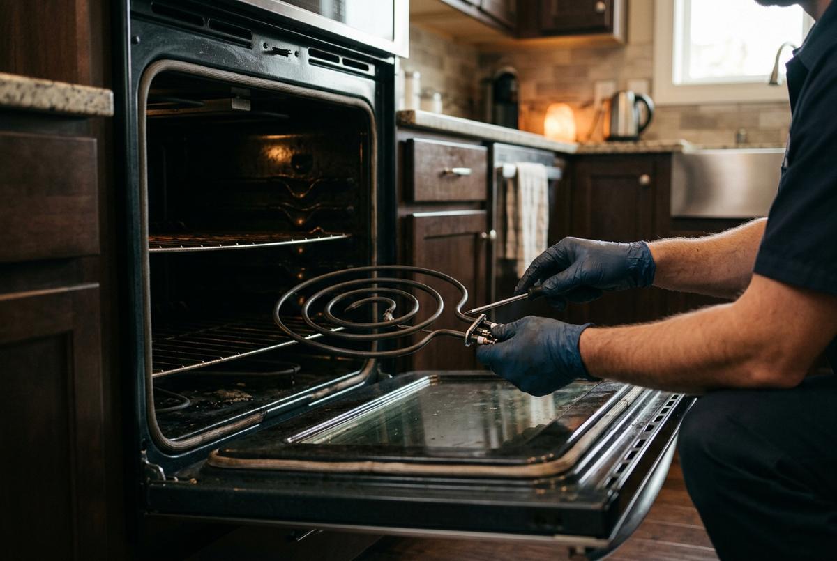 Oven Repair technician at work